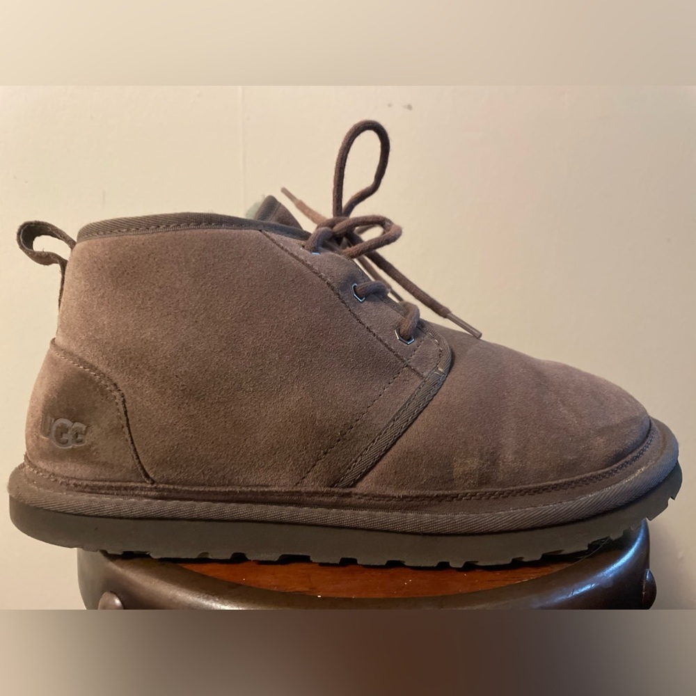 Men's UGG Neumel Classic Fur Lined Suede Lace-Up Chukka Boots. Charcoal
